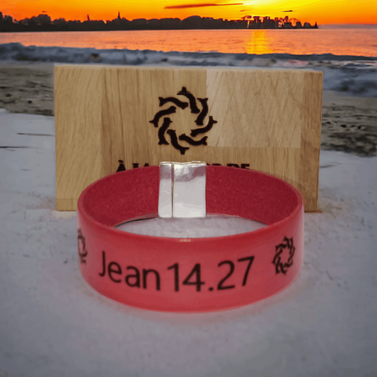 Bracelet en cuir premium couleur rose corail Jean 14.27